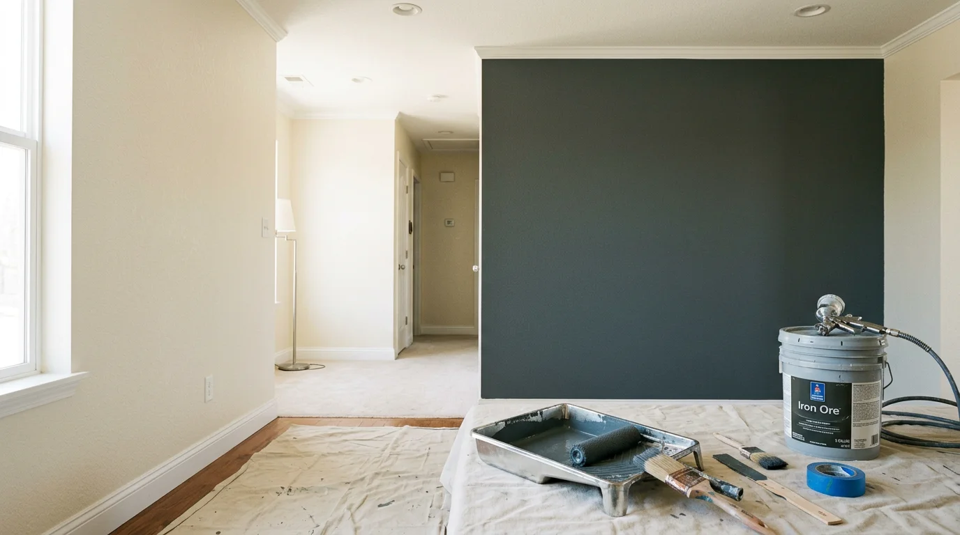 A freshly custom-painted interior room in a Denver metro home, showing crisp trim lines and a smooth accent wall finish. The space reflects careful surface preparation suited to Colorado's dry, high-altitude conditions.